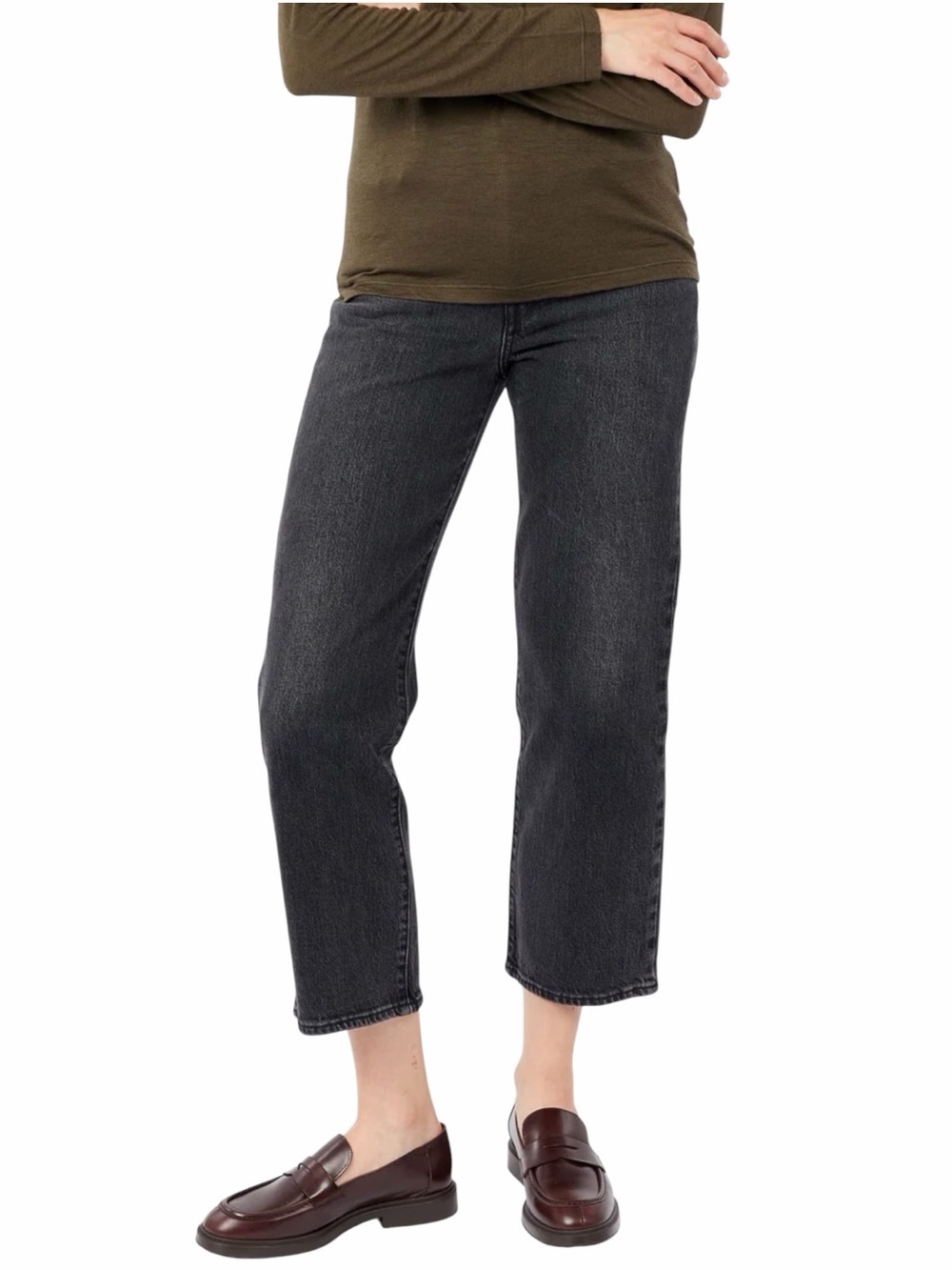 Levi’s Ribcage Straight Ankle Crop Jeans Black Wash Size 27